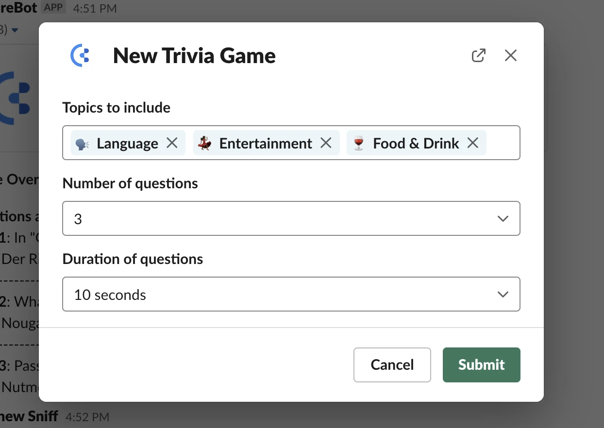 trivia setup